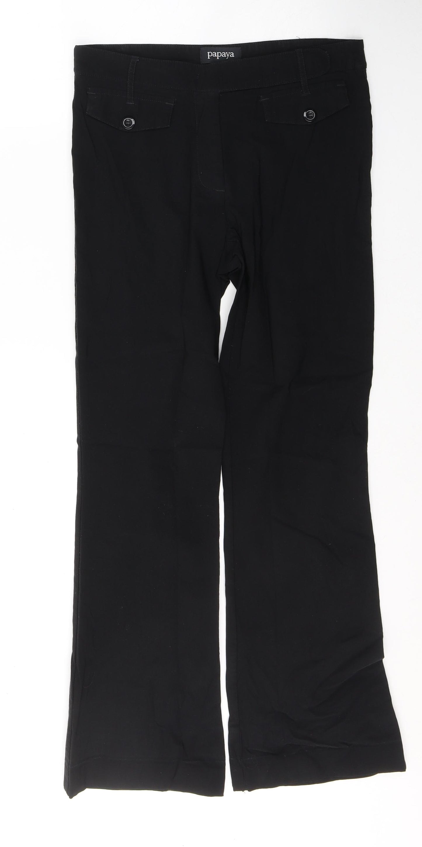 Papaya Womens Black  Viscose Trousers  Size 10 L28 in Regular Button