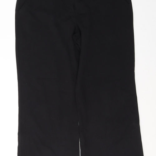 Per Una Womens Black  Cotton Trousers  Size 12 L30 in Regular Button