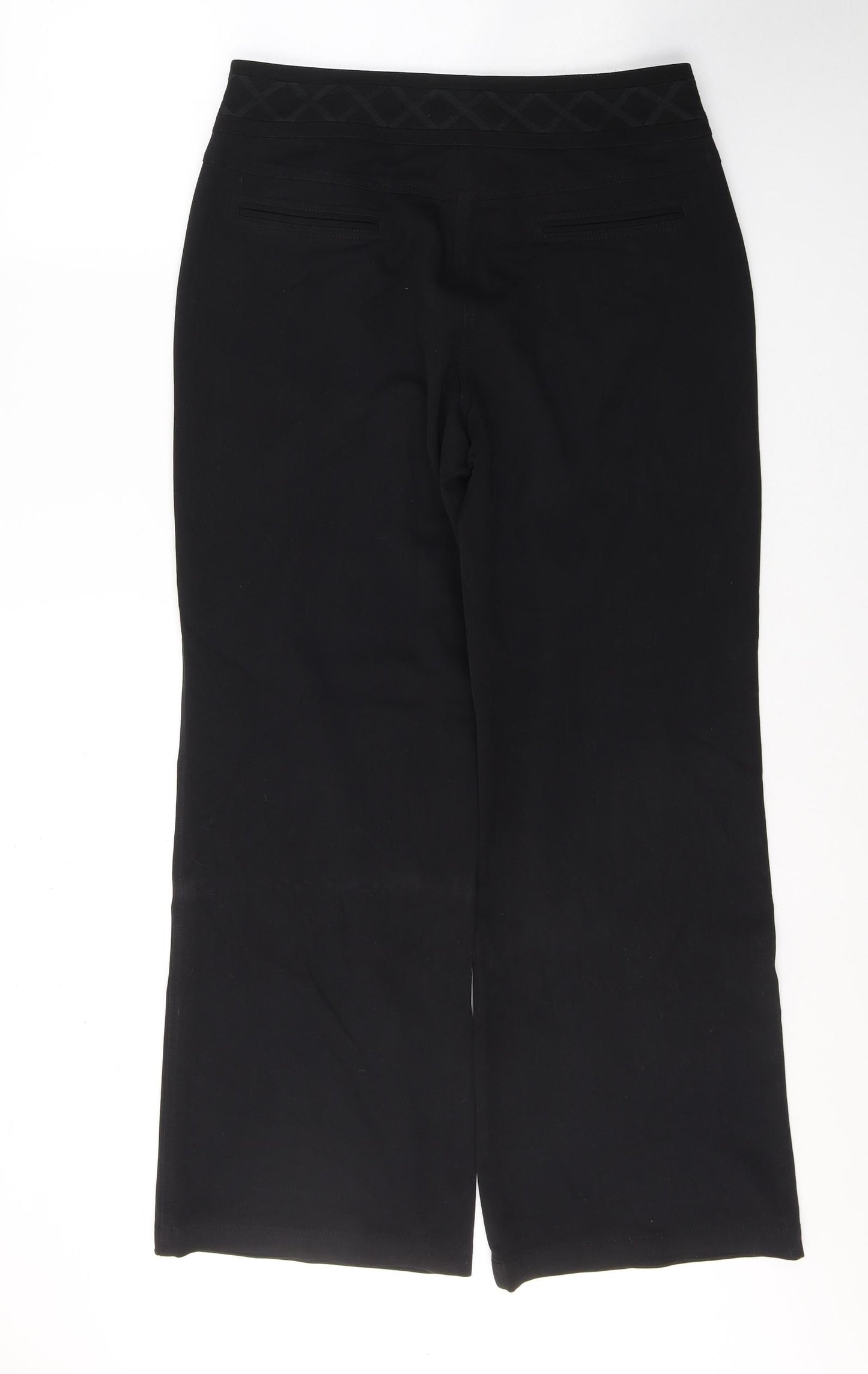 Per Una Womens Black  Cotton Trousers  Size 12 L30 in Regular Button