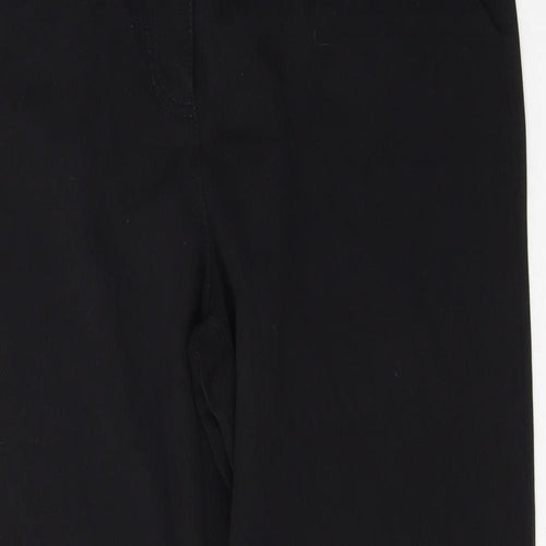 Per Una Womens Black  Cotton Trousers  Size 12 L30 in Regular Button