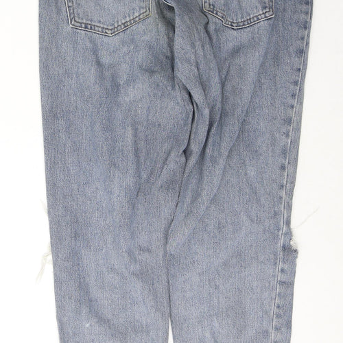 Topshop Womens Blue  Cotton Mom Jeans Size 28 in L32 in Regular Button