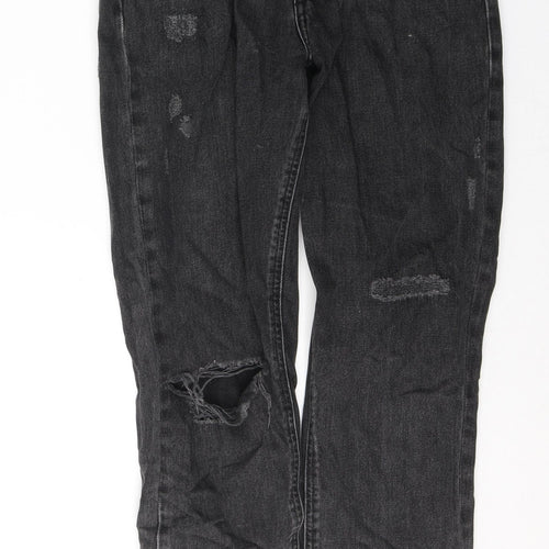 River Island Womens Black  Cotton Straight Jeans Size 8 L27 in Regular Button