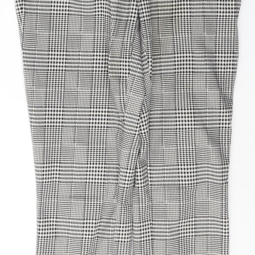 H&M Womens White Houndstooth Cotton Snow Pants Trousers Size 6 L26 in Regular Button
