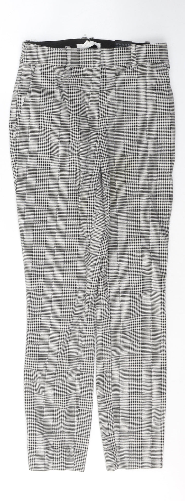 H&M Womens White Houndstooth Cotton Snow Pants Trousers Size 6 L26 in Regular Button