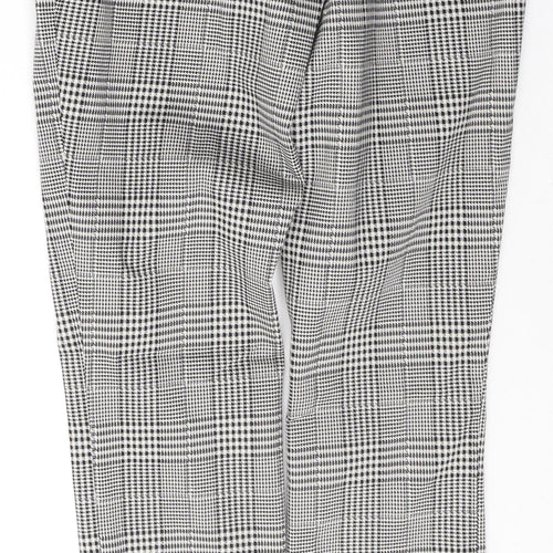 H&M Womens White Houndstooth Cotton Snow Pants Trousers Size 6 L26 in Regular Button