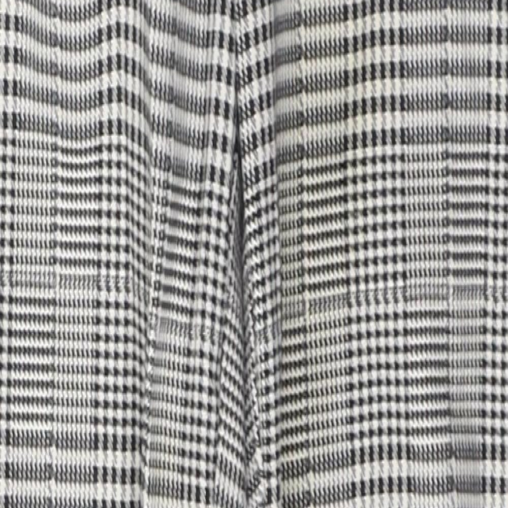 H&M Womens White Houndstooth Cotton Snow Pants Trousers Size 6 L26 in Regular Button