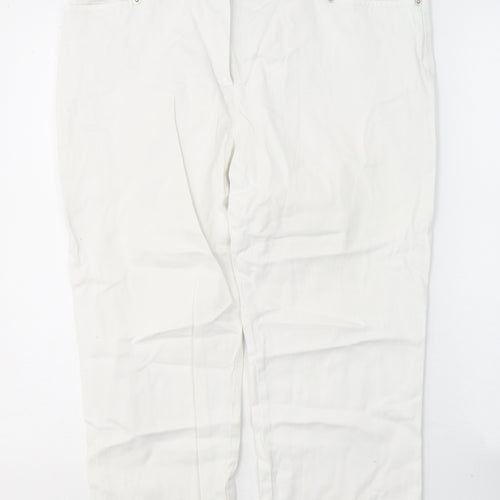 Casual Womens White  Cotton Cropped Jeans Size 34 in L21 in Regular Button