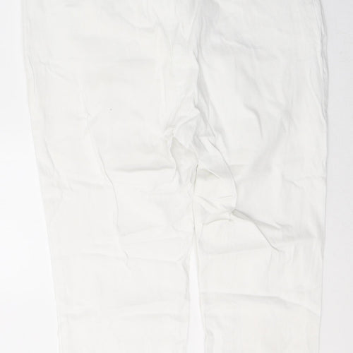Casual Womens White  Cotton Cropped Jeans Size 34 in L21 in Regular Button