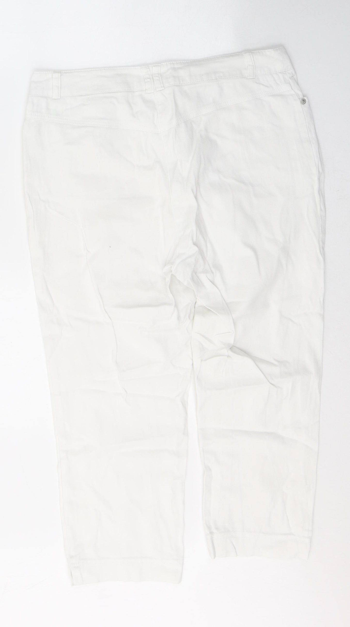 Casual Womens White  Cotton Cropped Jeans Size 34 in L21 in Regular Button