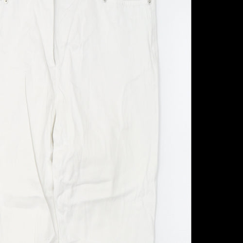Casual Womens White  Cotton Cropped Jeans Size 34 in L21 in Regular Button