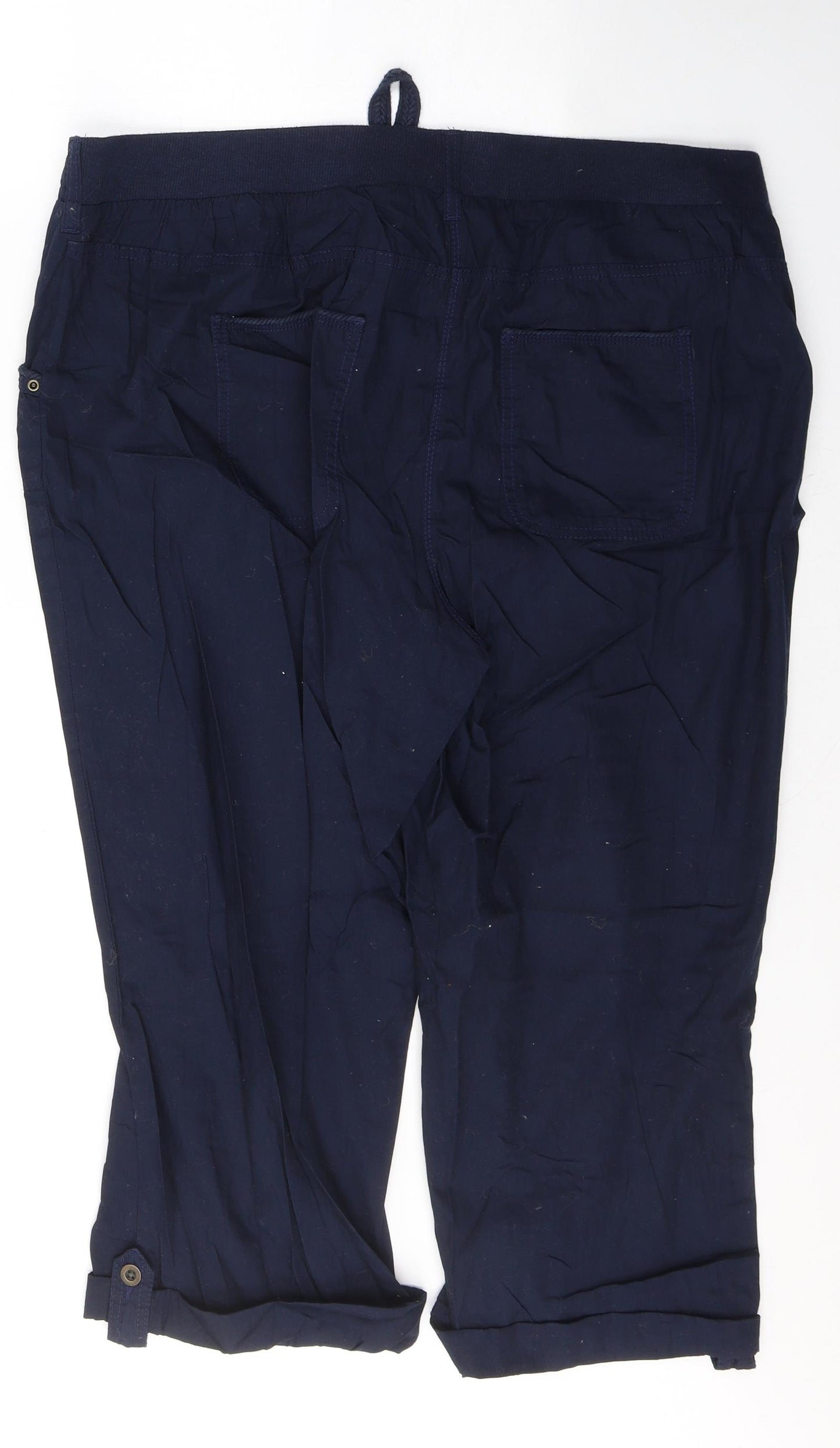 George  Womens Blue  Cotton Cropped Trousers Size 18 L20 in Regular Tie