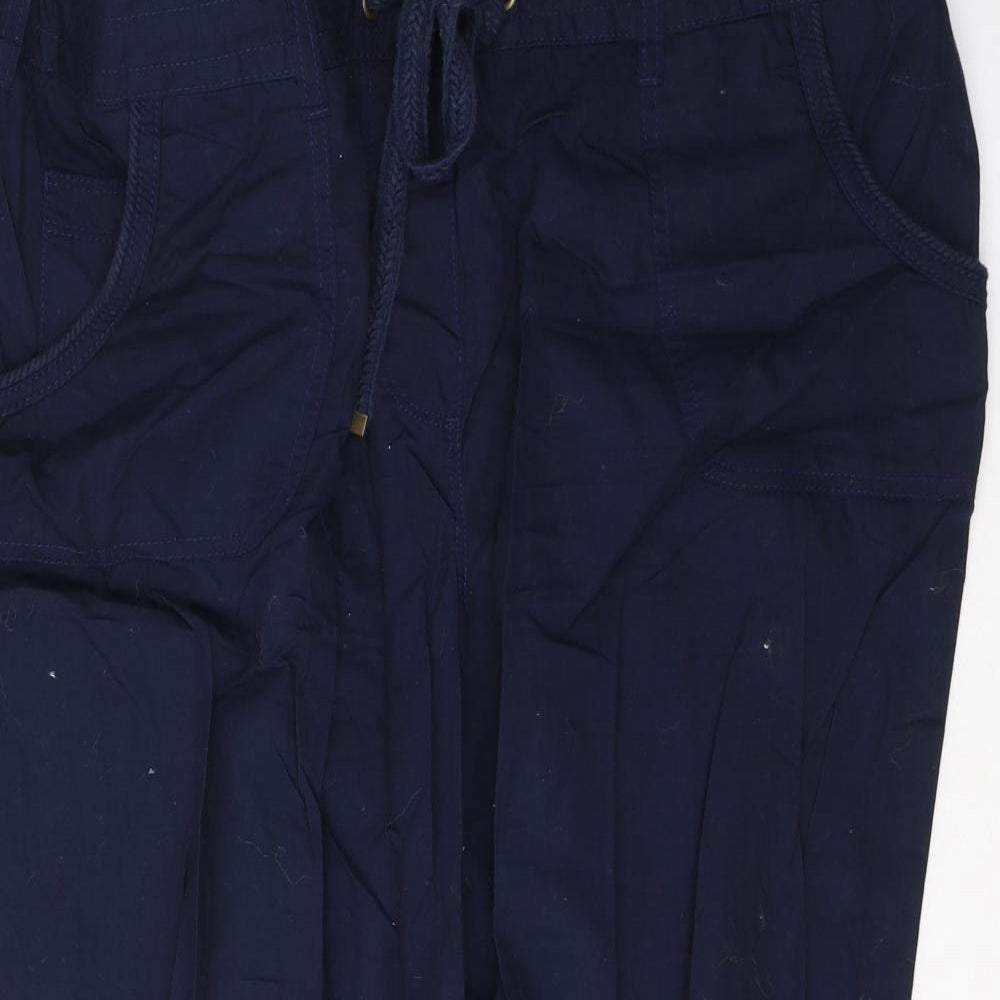 George  Womens Blue  Cotton Cropped Trousers Size 18 L20 in Regular Tie