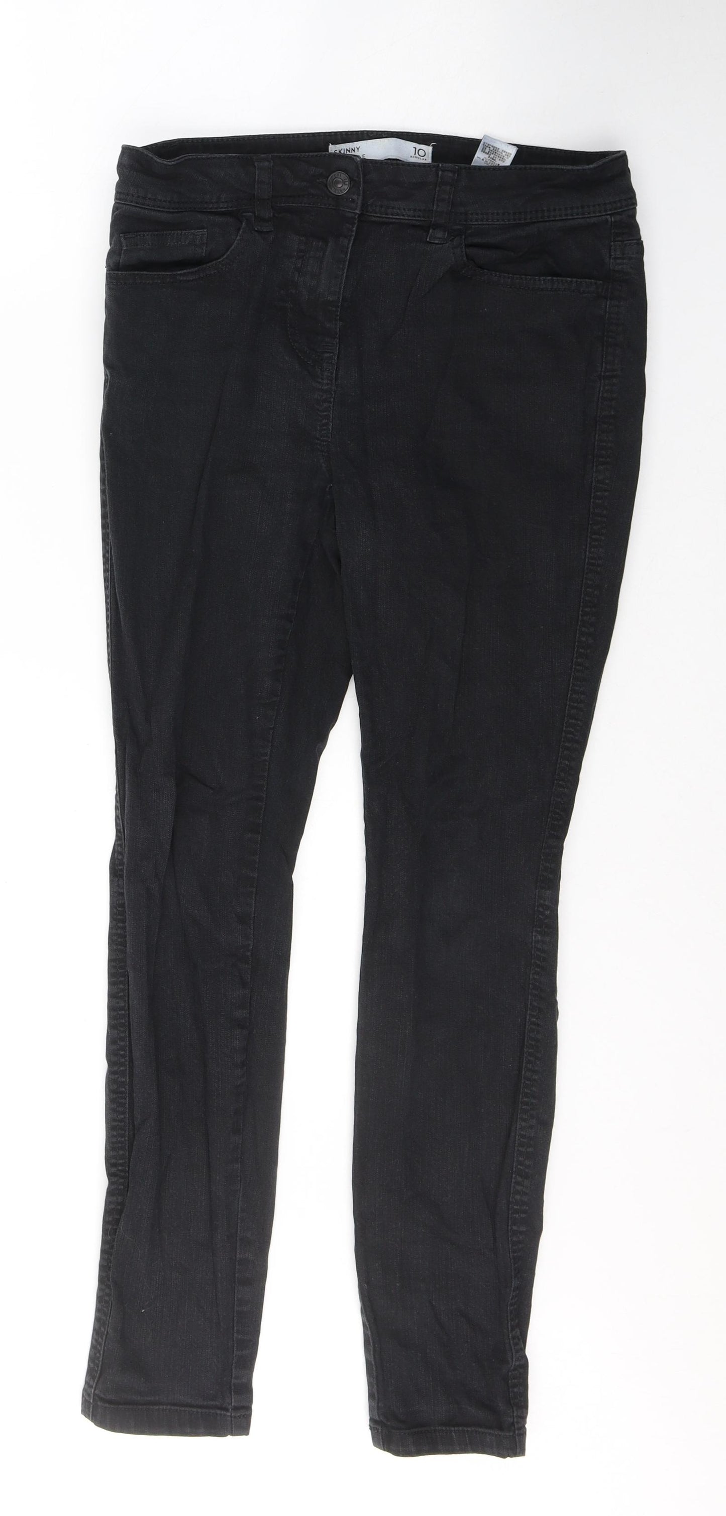 NEXT Womens Black  Cotton Skinny Jeans Size 10 L28 in Regular Button