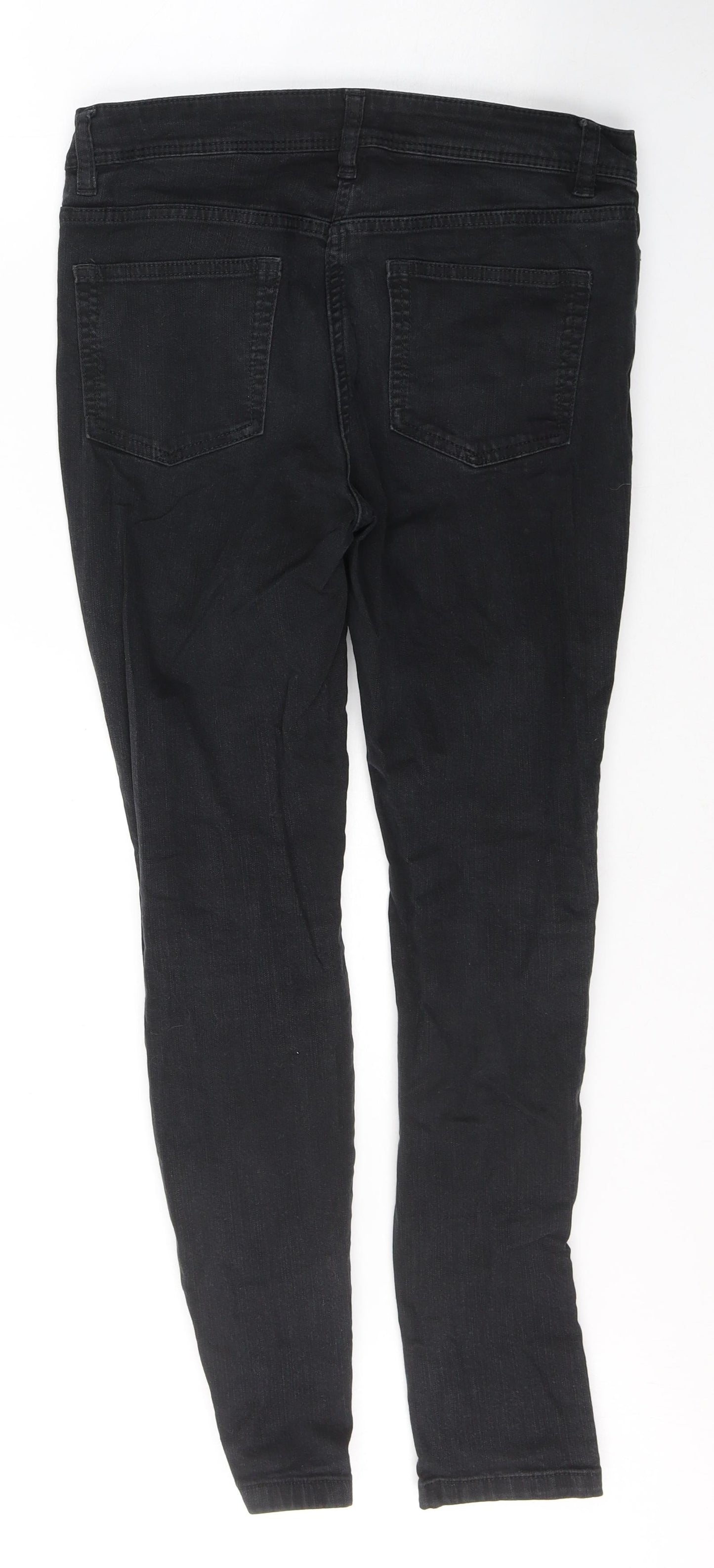 NEXT Womens Black  Cotton Skinny Jeans Size 10 L28 in Regular Button