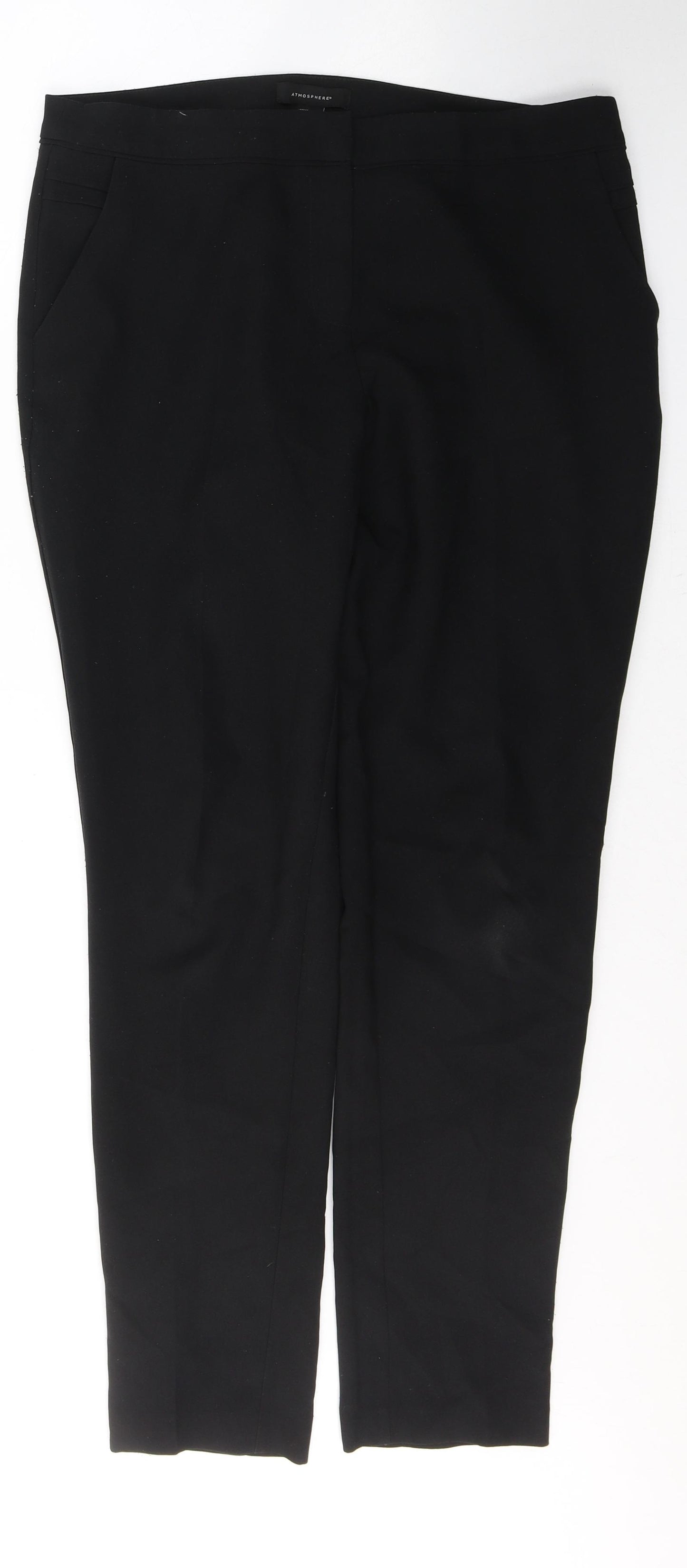 Atmosphere Womens Black  Polyester Trousers  Size 12 L29 in Regular Button