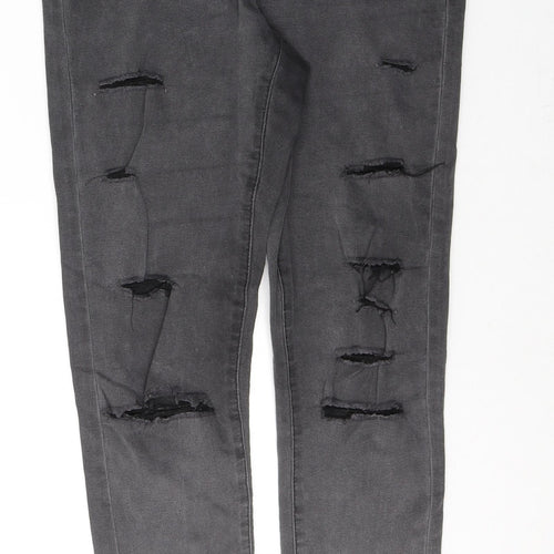 Denim & Co. Womens Grey  Cotton Skinny Jeans Size 12 L28 in Regular Button
