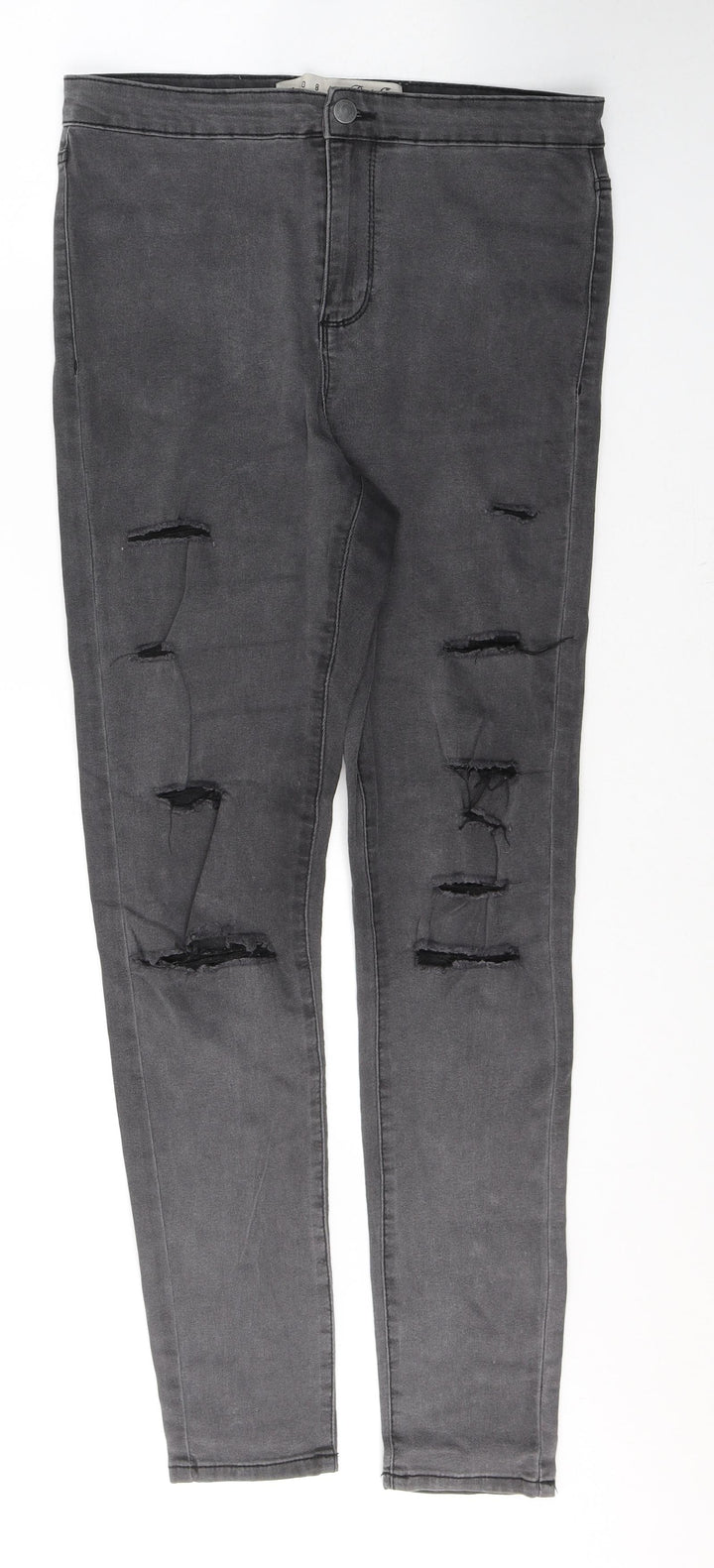Denim & Co. Womens Grey Cotton Skinny Jeans Size 12 L28 in Regular Button
