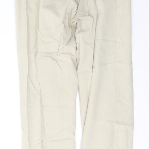 BHS Womens Beige  Cotton Straight Jeans Size 12 L27 in Regular Button
