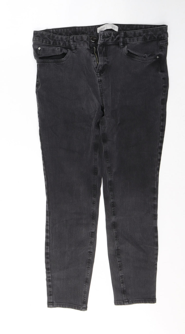 George Womens Black Cotton Skinny Jeans Size 12 L24 in Regular Button