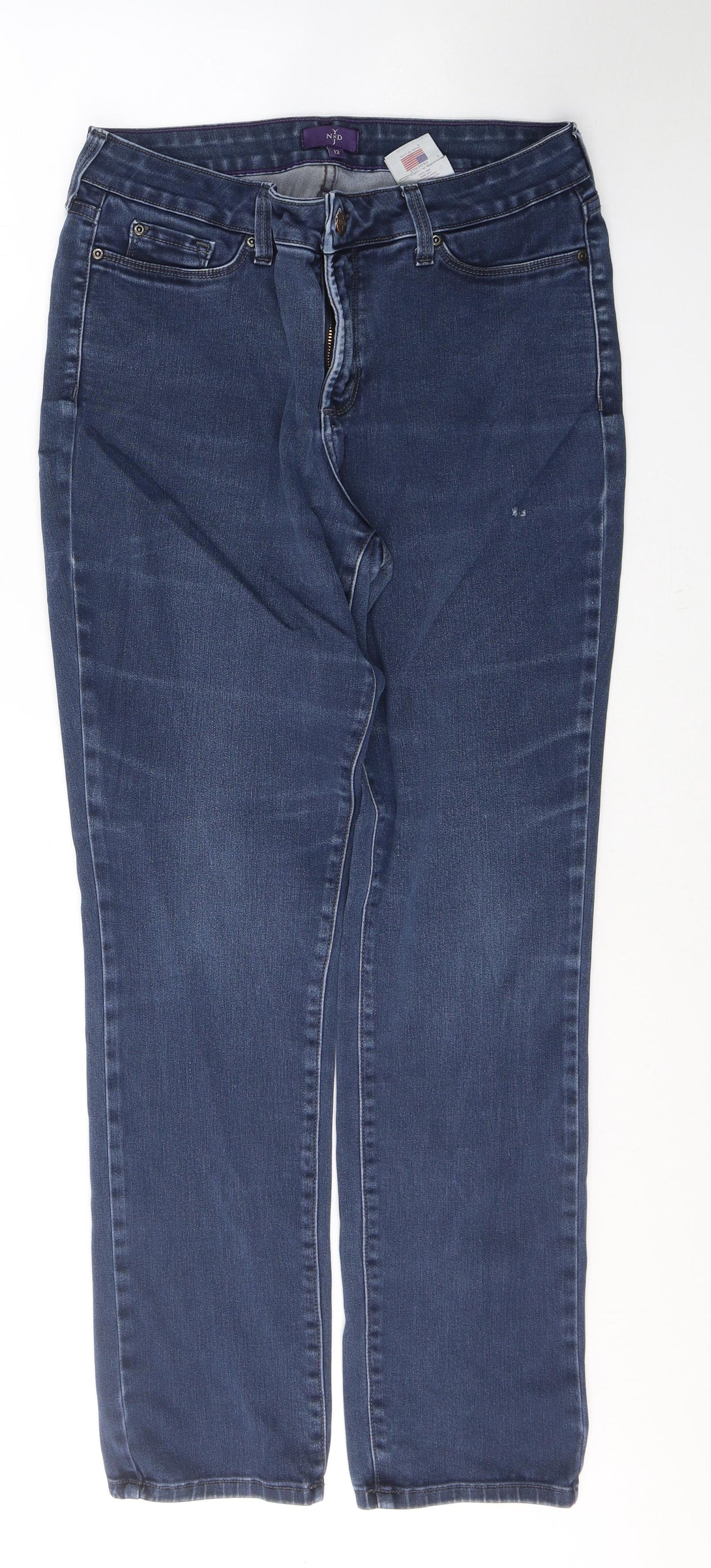 NUDJ Womens Blue  Cotton Straight Jeans Size 12 L31 in Regular Button