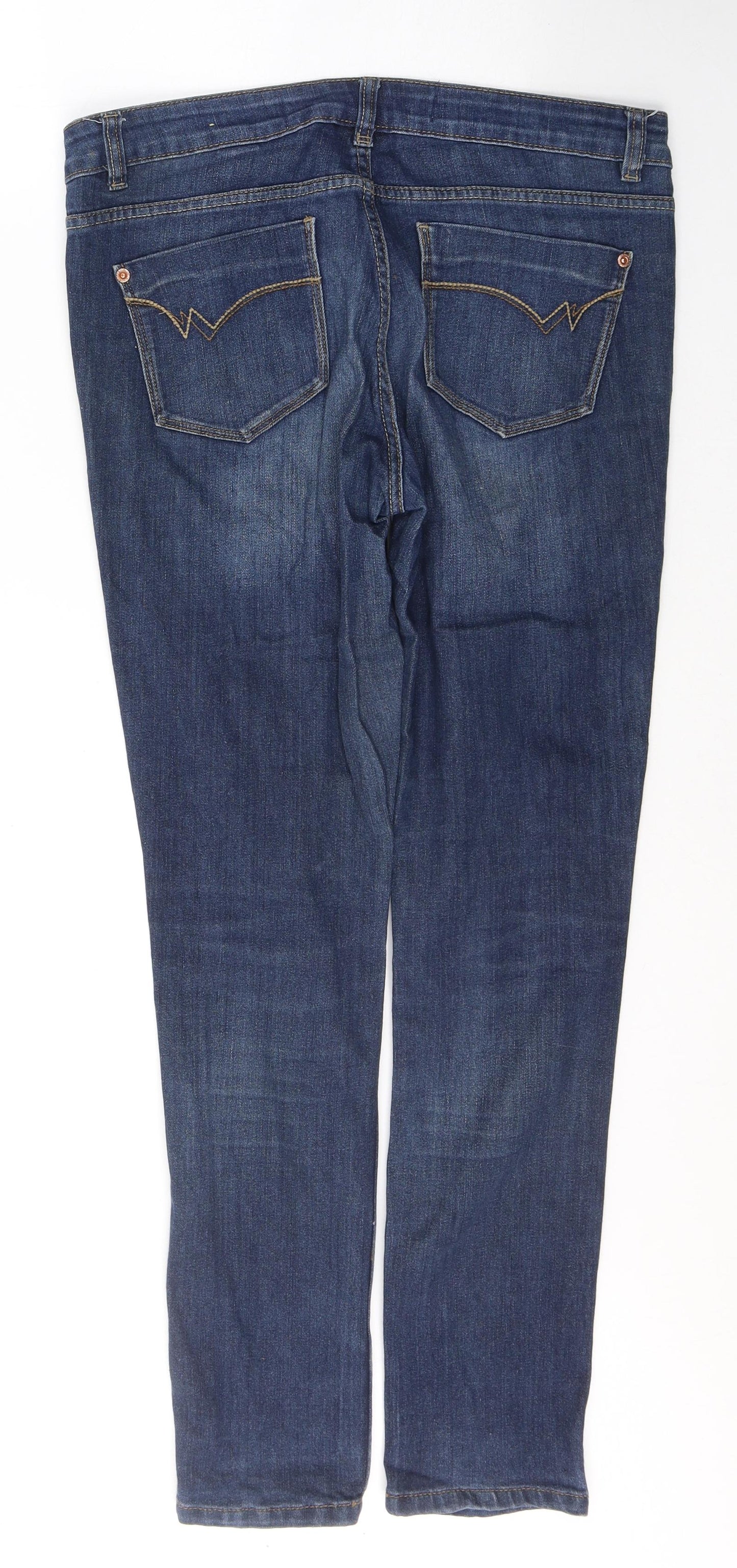 NEXT Womens Blue  Cotton Skinny Jeans Size 12 L29 in Regular Button