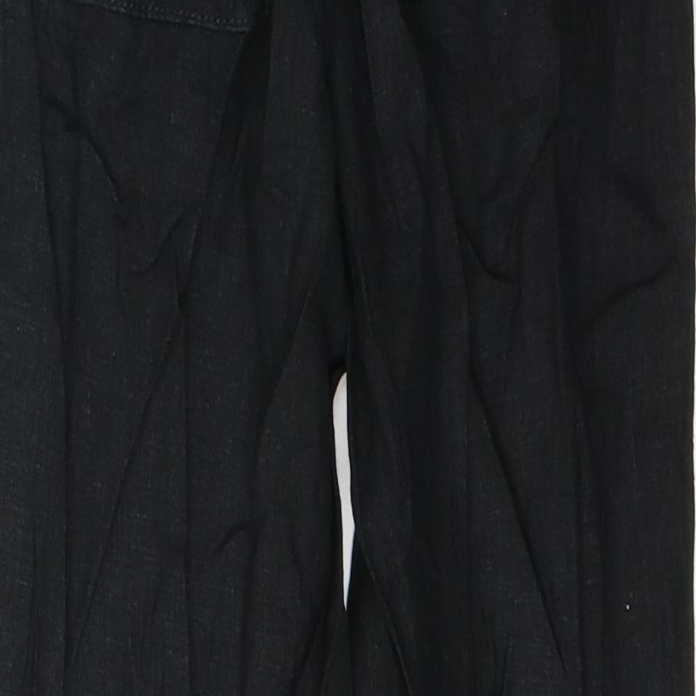 NEXT Womens Black  Linen Trousers  Size 6 L28 in Regular Tie