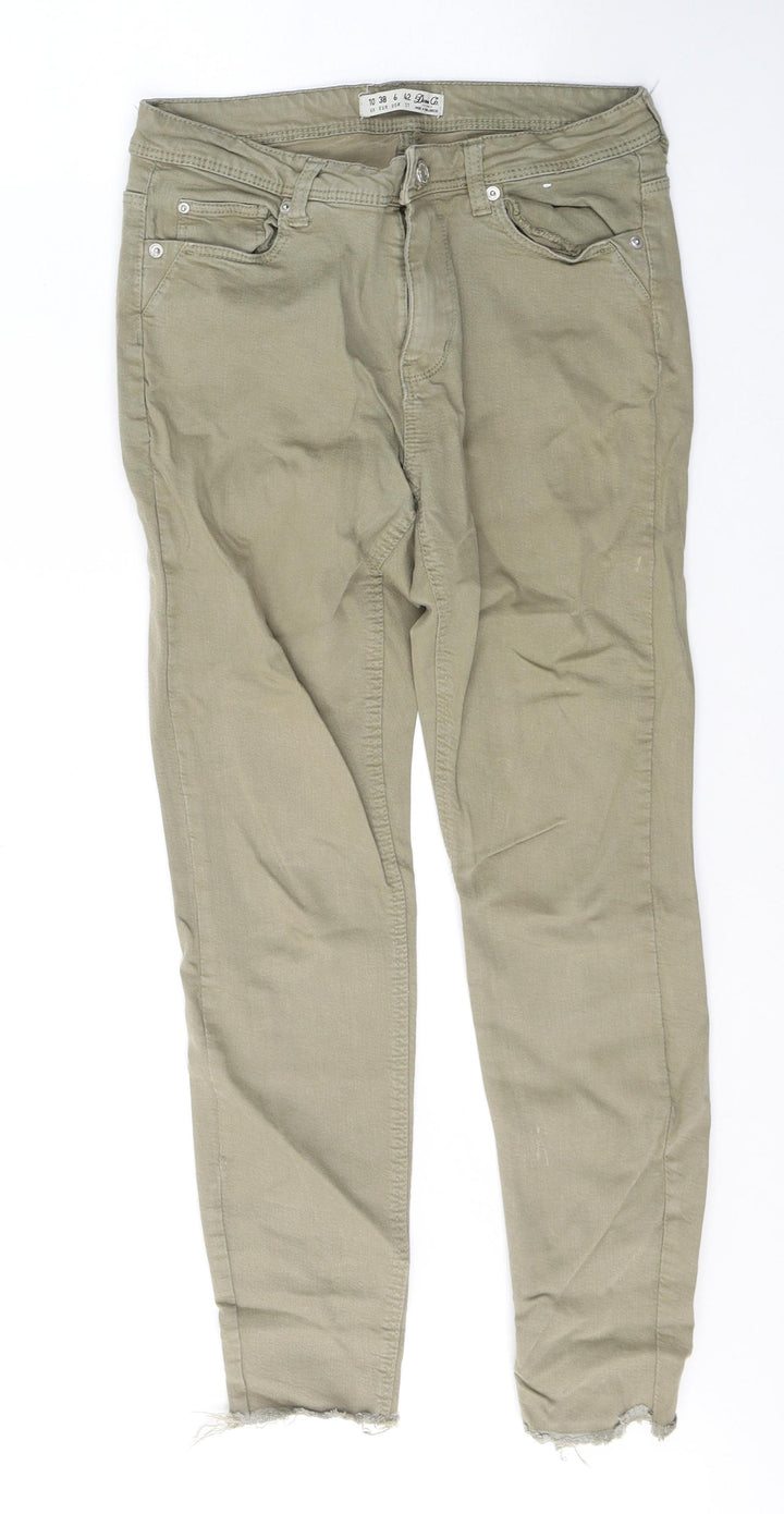 Denim & Co. Womens Green Cotton Cropped Jeans Size 10 L26 in Regular Button