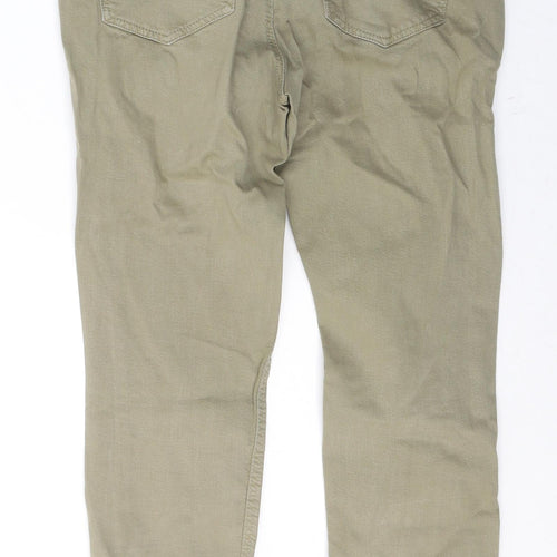 Denim & Co. Womens Green  Cotton Cropped Jeans Size 10 L26 in Regular Button