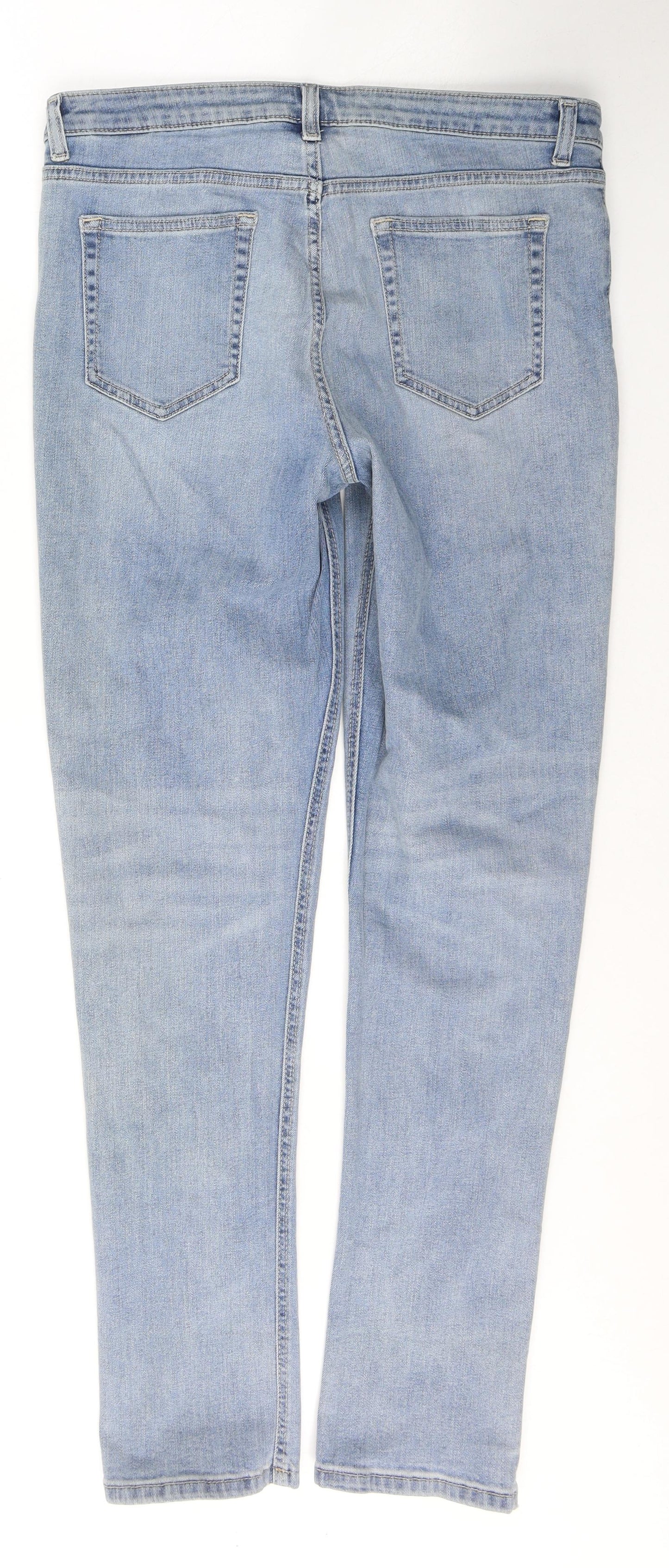 Marks and Spencer Womens Blue  Cotton Skinny Jeans Size 10 L31 in Relaxed Button - Flower Detail