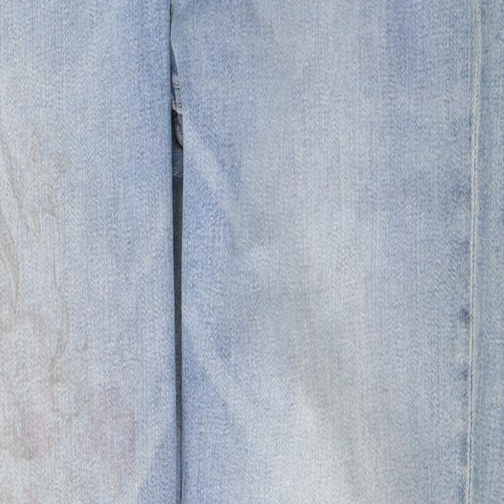 Marks and Spencer Womens Blue  Cotton Skinny Jeans Size 10 L31 in Relaxed Button - Flower Detail