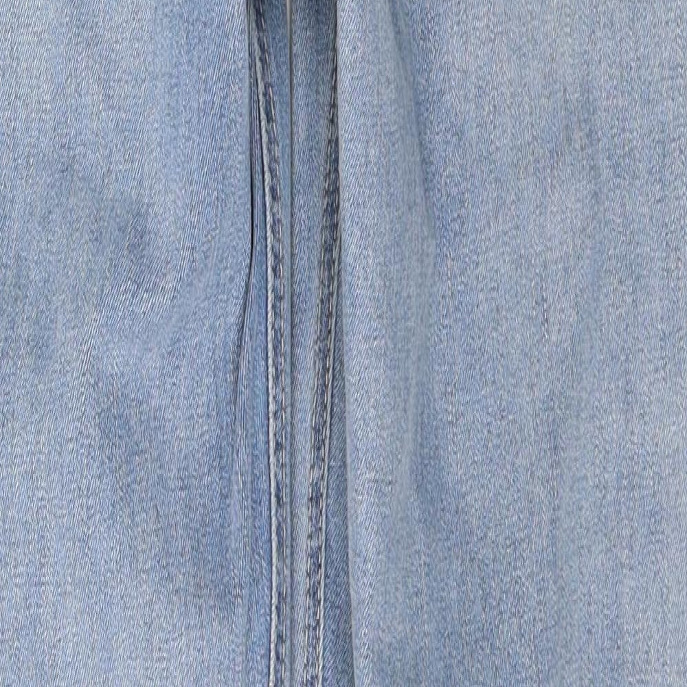 Marks and Spencer Womens Blue  Cotton Skinny Jeans Size 10 L31 in Relaxed Button - Flower Detail