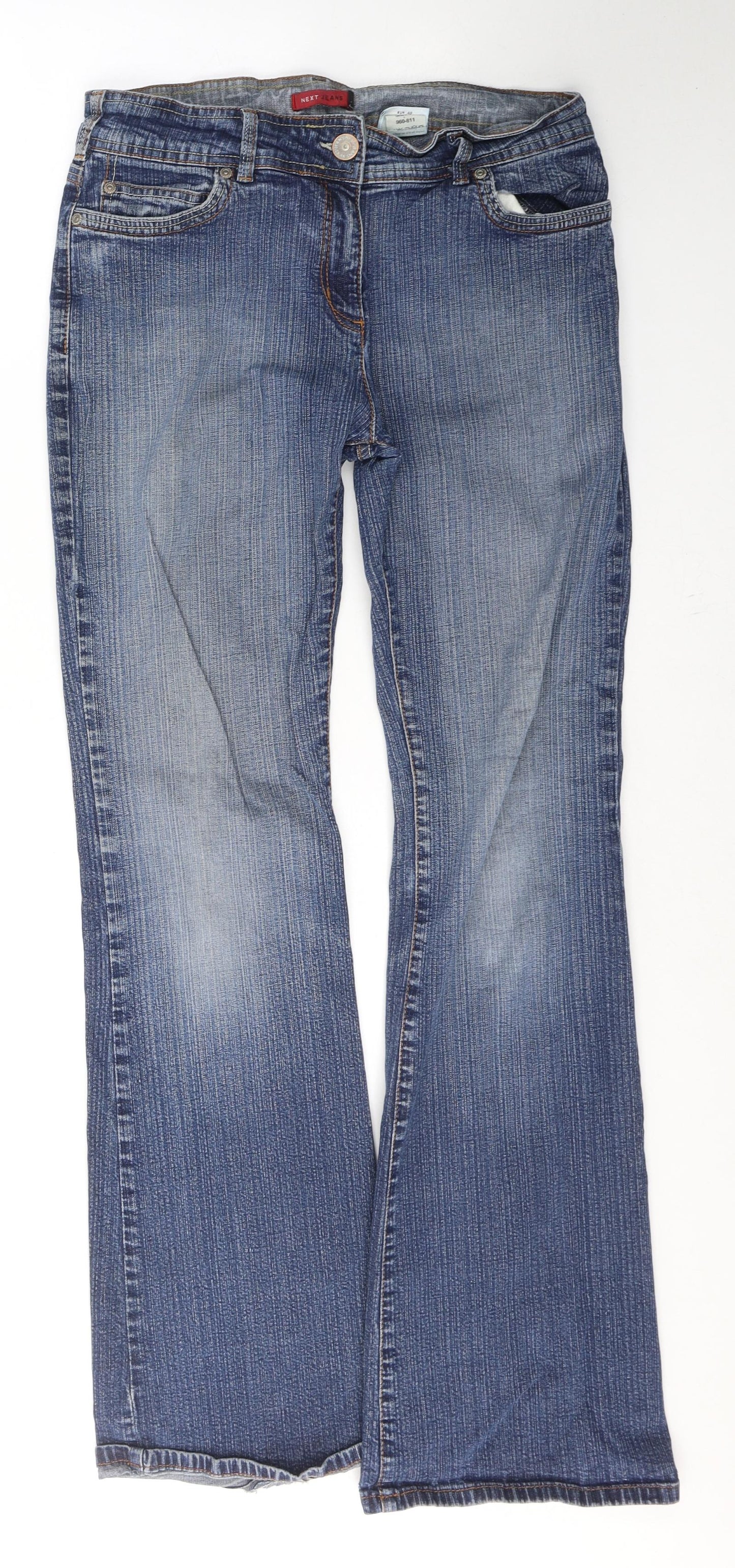 NEXT Womens Blue  Cotton Skinny Jeans Size 12 L31 in Regular Button