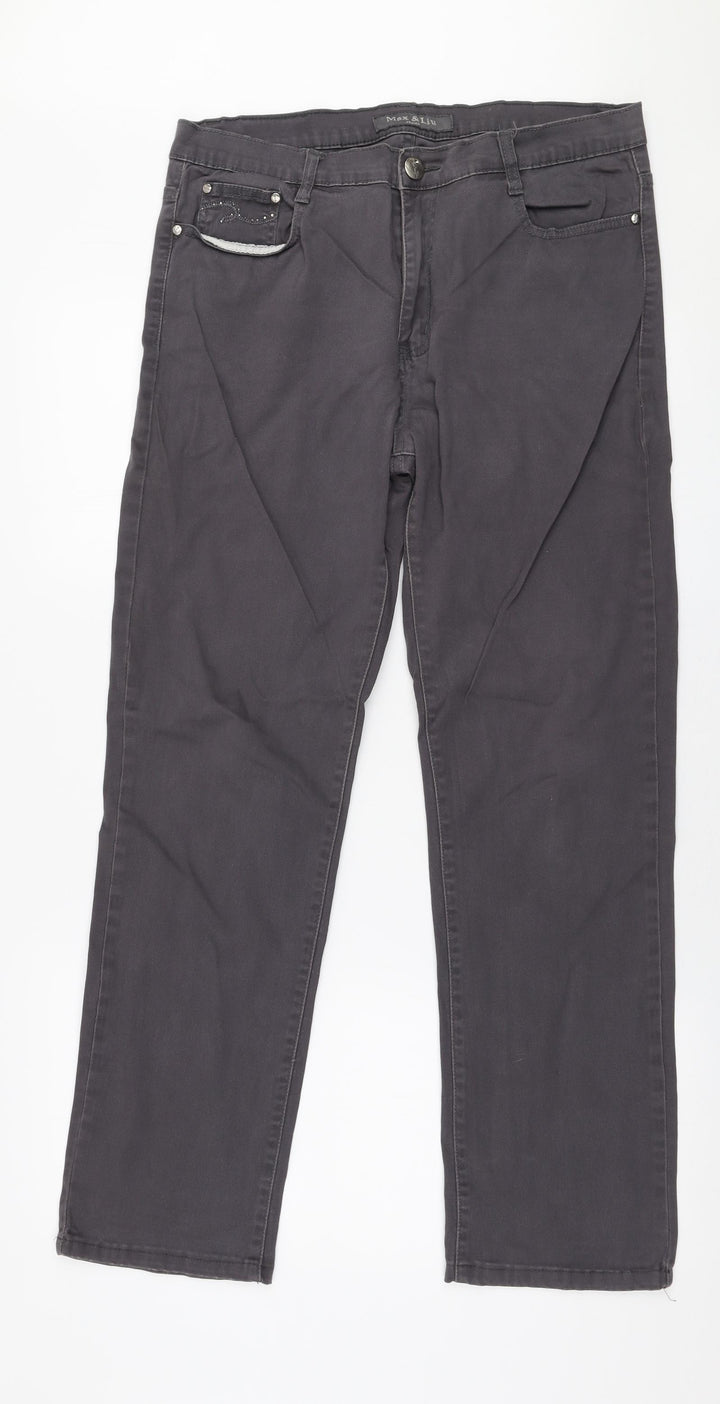 Max & Liu Womens Grey  Cotton Straight Jeans Size 33 in L30 in Regular Zip