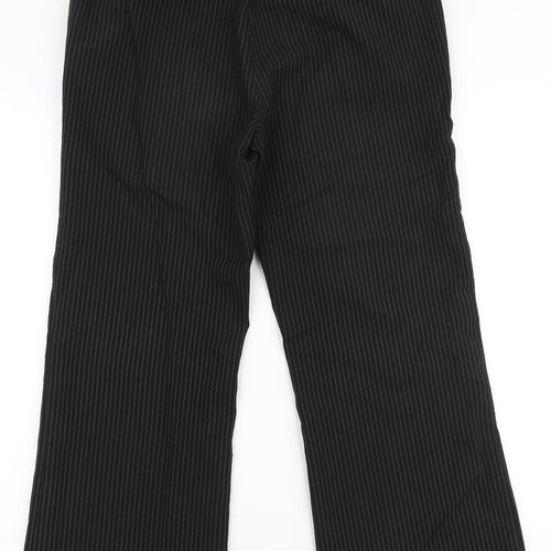 Papaya Womens Black Striped Polyester Trousers  Size 12 L27 in Regular Zip