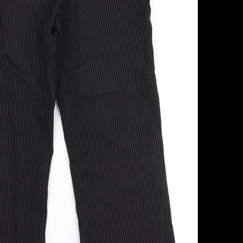 Papaya Womens Black Striped Polyester Trousers  Size 12 L27 in Regular Zip