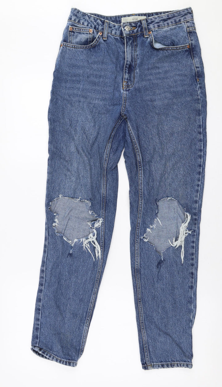Topshop Womens Blue Cotton Mom Jeans Size 28 in L32 in Regular Zip