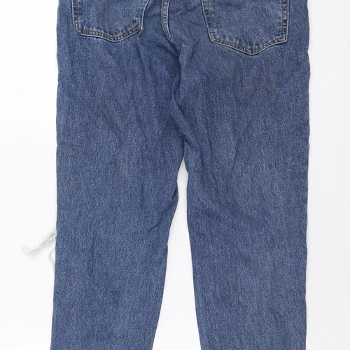 Topshop Womens Blue  Cotton Mom Jeans Size 28 in L32 in Regular Zip