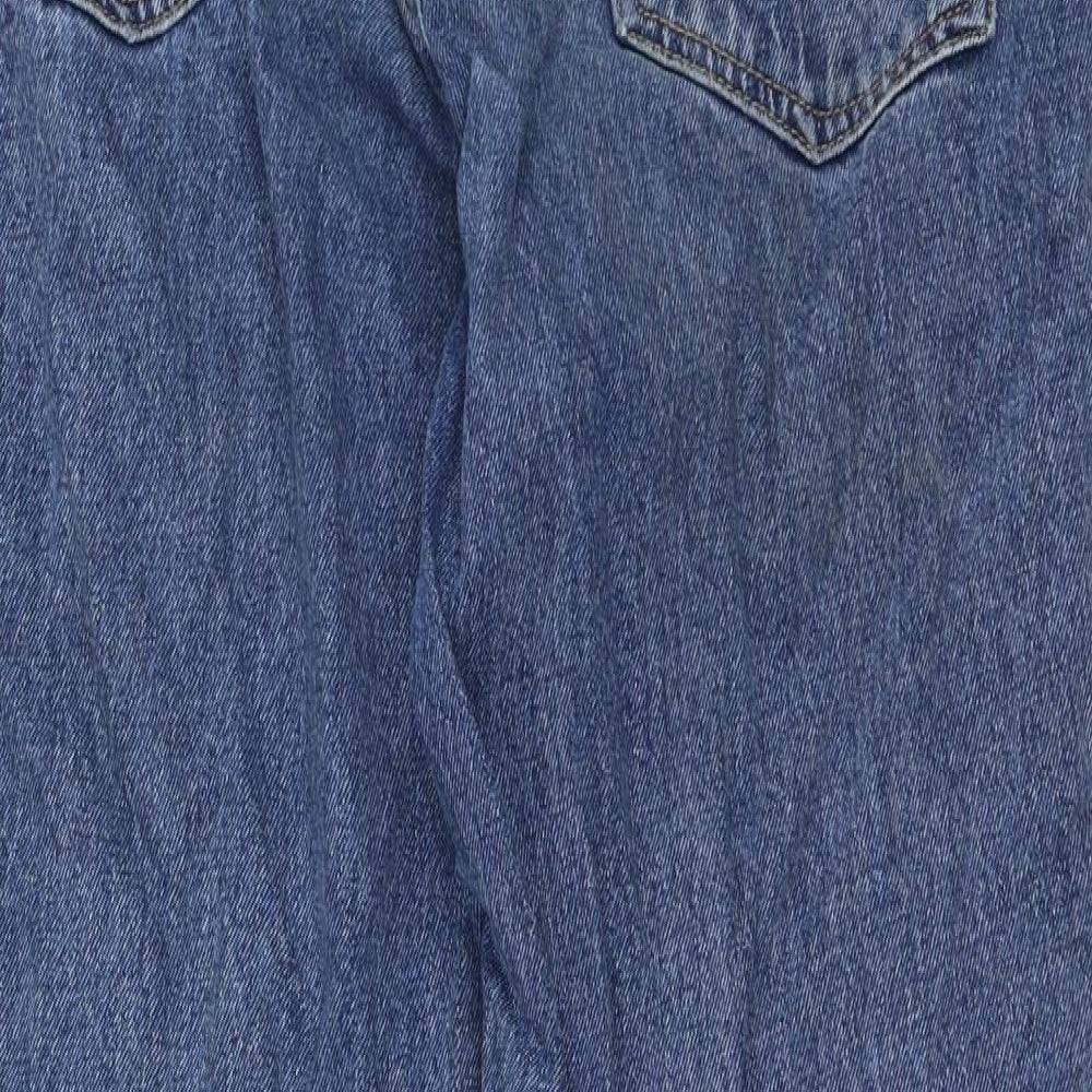 Topshop Womens Blue  Cotton Mom Jeans Size 28 in L32 in Regular Zip