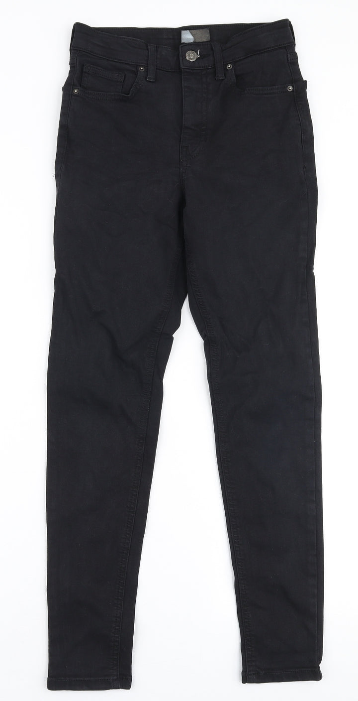 Topshop Womens Black  Elastane Skinny Jeans Size 25 in L32 in Slim Zip