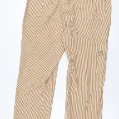 Henry Hammond Womens Brown Striped Polyester Trousers  Size 35 in L31 in Regular Zip
