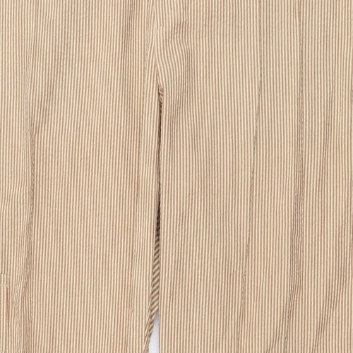 Henry Hammond Womens Brown Striped Polyester Trousers  Size 35 in L31 in Regular Zip