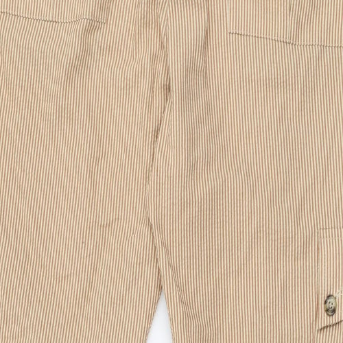 Henry Hammond Womens Brown Striped Polyester Trousers  Size 35 in L31 in Regular Zip