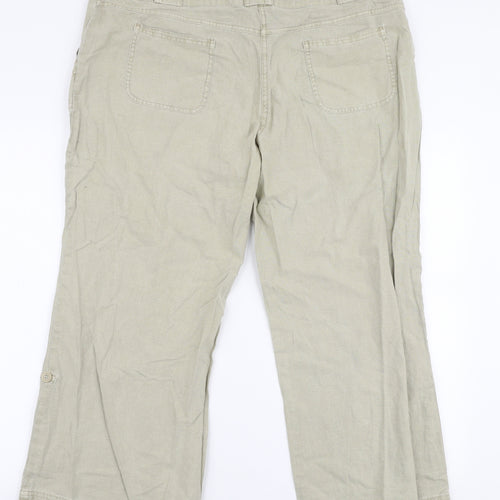 Dunnes Stores Womens Beige  Linen Trousers  Size 16 L25 in Regular Zip