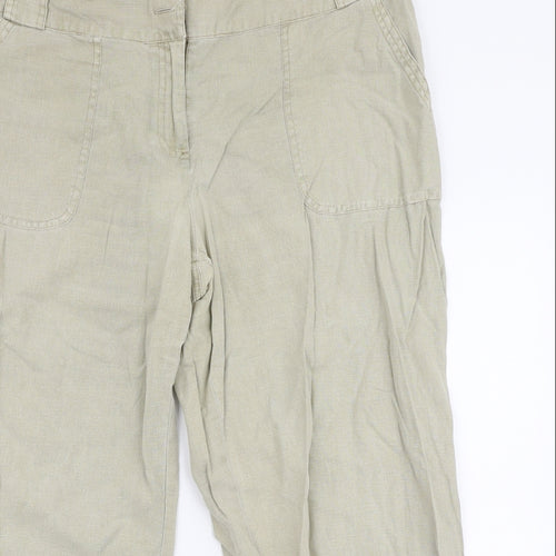 Dunnes Stores Womens Beige  Linen Trousers  Size 16 L25 in Regular Zip