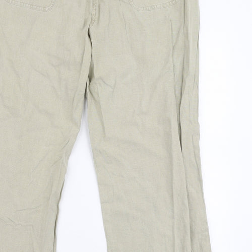 Dunnes Stores Womens Beige  Linen Trousers  Size 16 L25 in Regular Zip