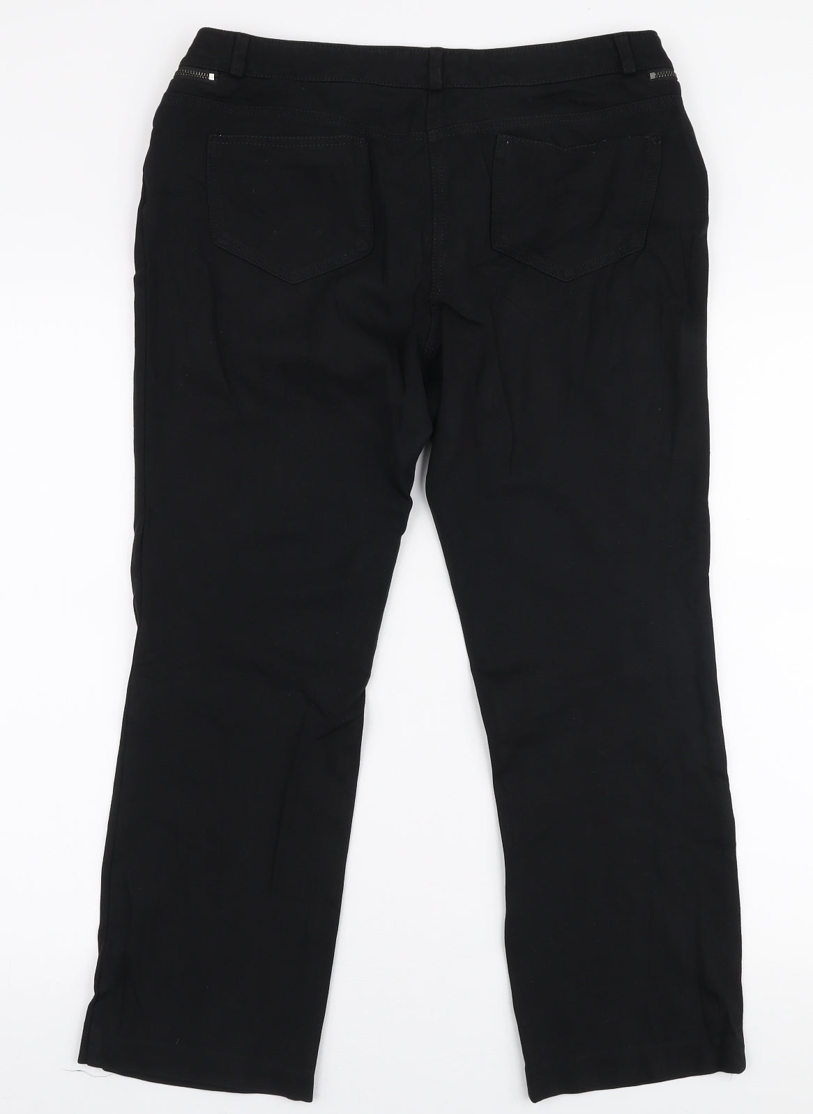 Wallis Womens Black  Viscose Trousers  Size 14 L25 in Regular Zip