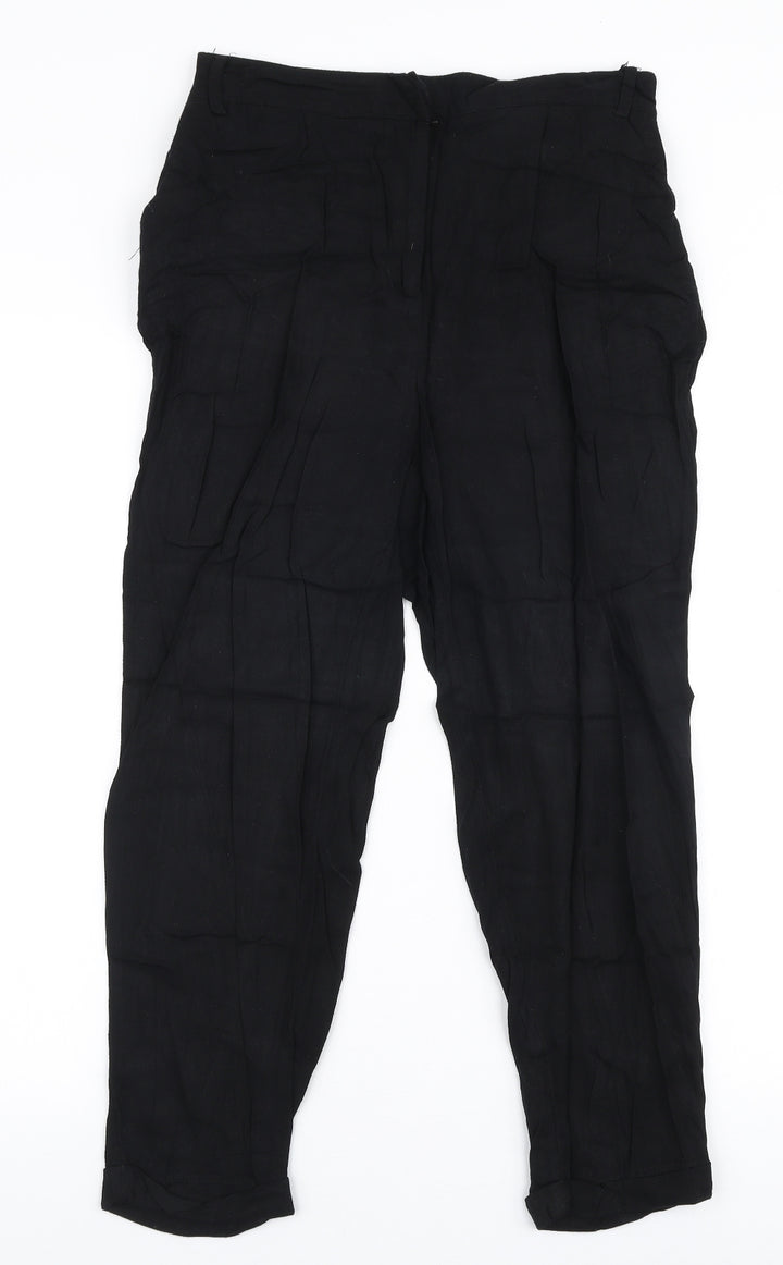 Oasis Womens Black  Viscose Trousers  Size 10 L23 in Regular Zip