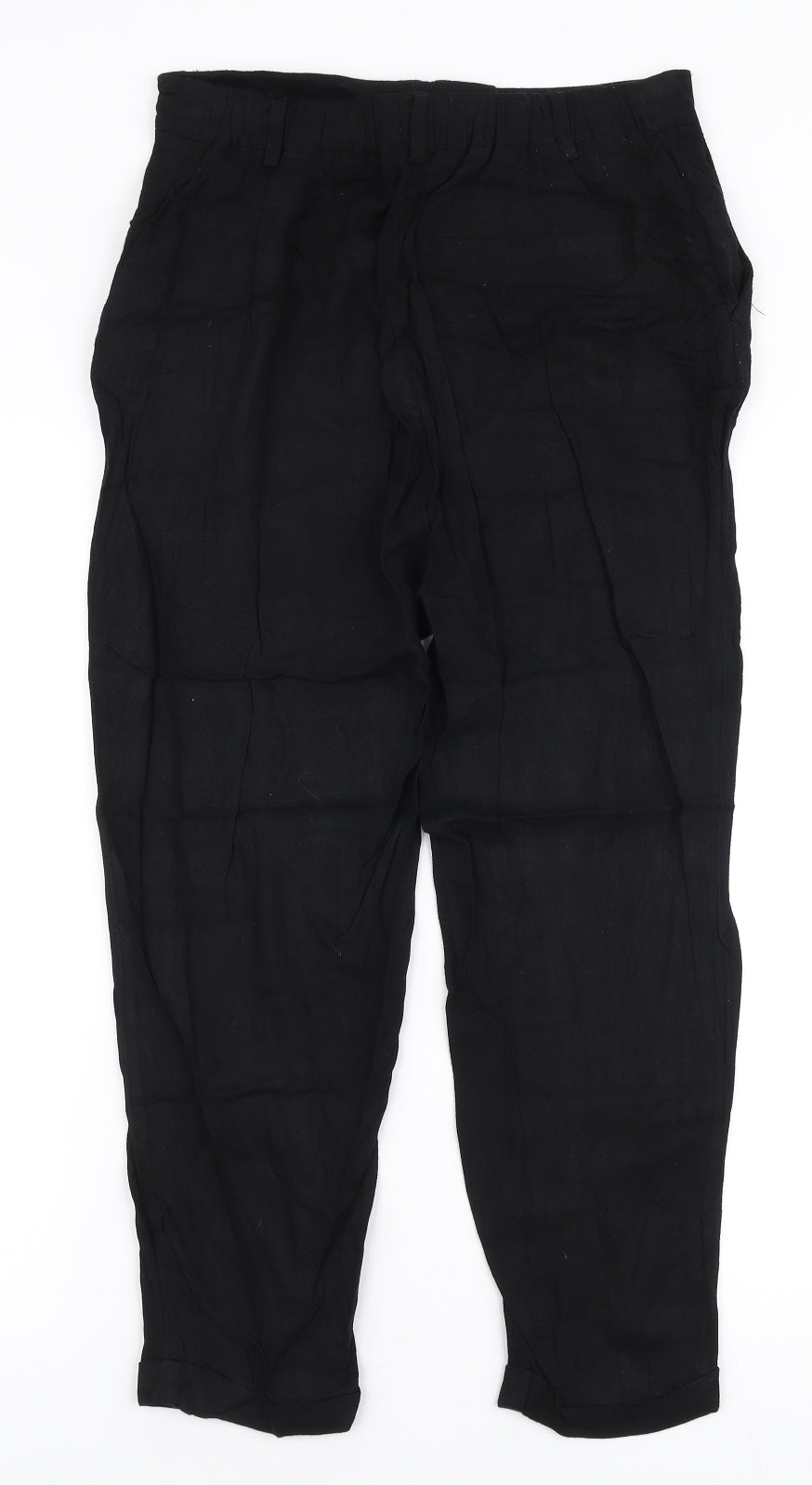 Oasis Womens Black  Viscose Trousers  Size 10 L23 in Regular Zip