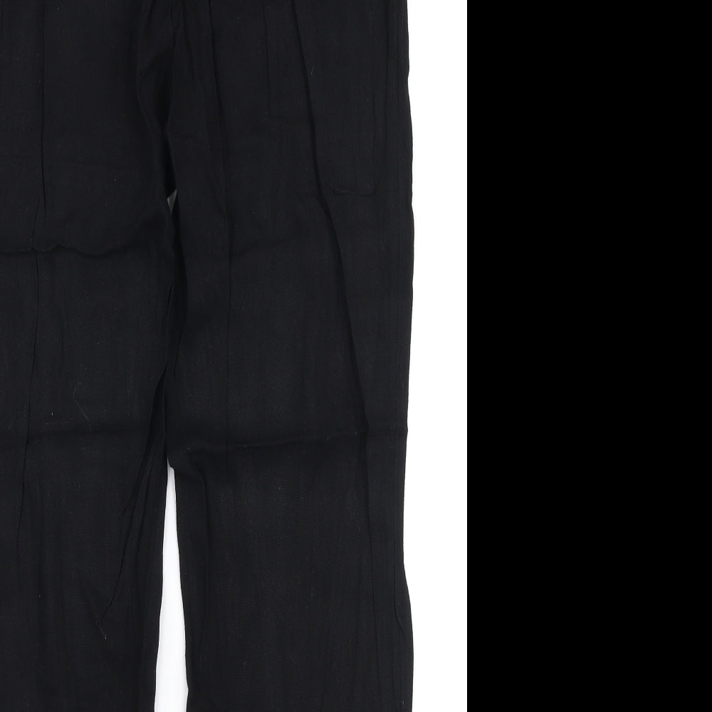 Oasis Womens Black  Viscose Trousers  Size 10 L23 in Regular Zip