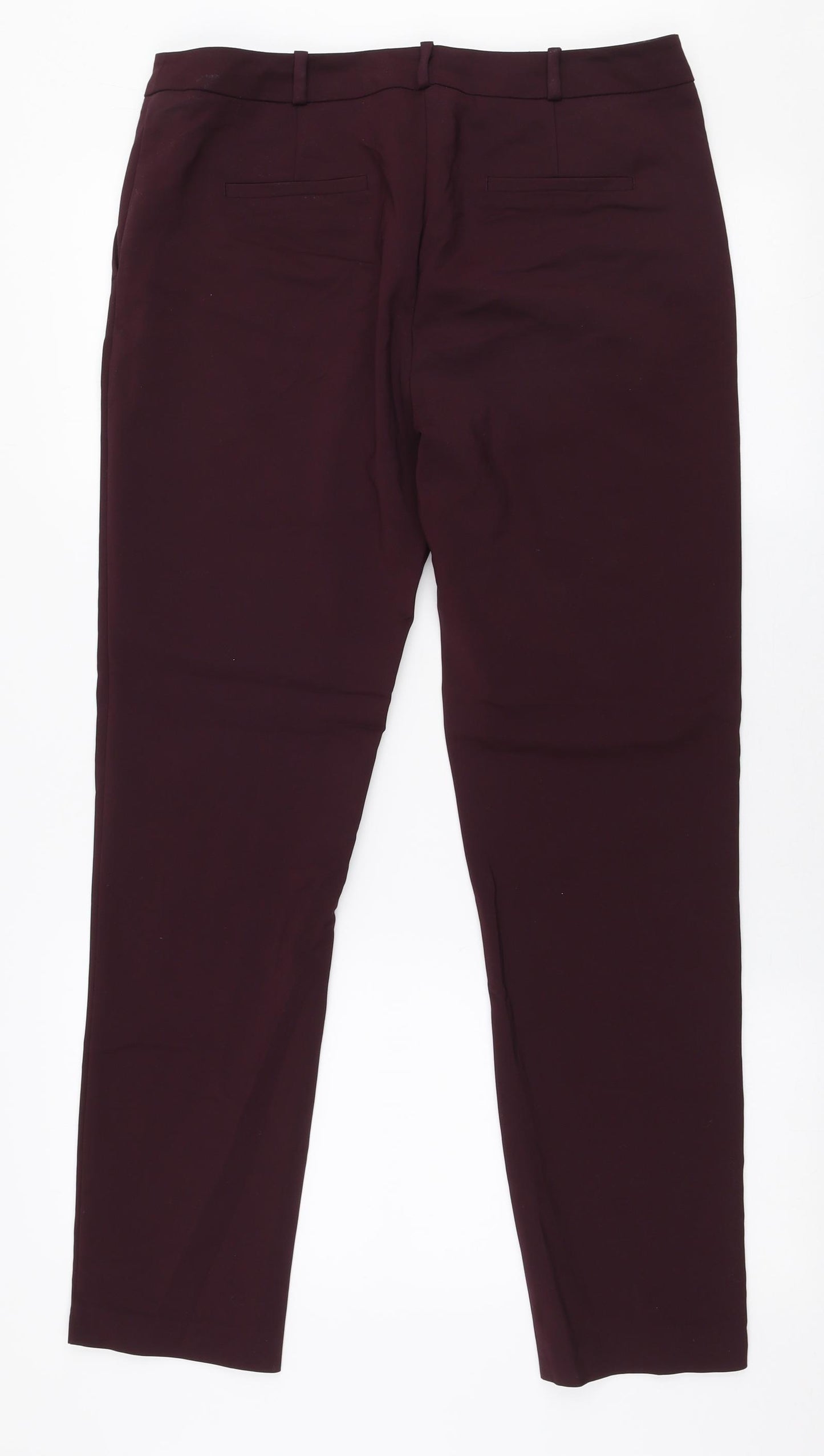 Dunnes Stores Womens Red  Cotton Trousers  Size 12 L29 in Slim Zip